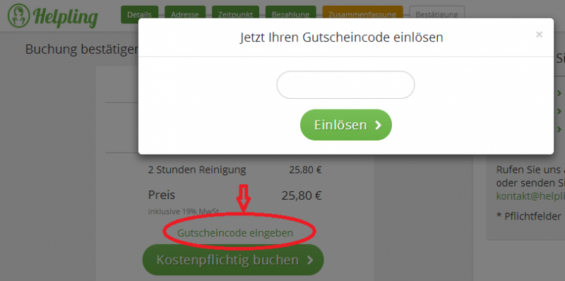 Helpling Gutschein: gültiger 10€ Gutschein + 4 weitere